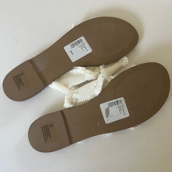 Saks Fifth Avenue 'Phuket' SZ 10 Crossover Strap Sandal Natural Slide Slip On - Picture 6 of 7